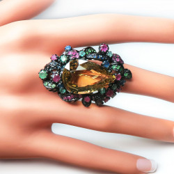 Кольцо с цитрином и самоцветами 1236-er
