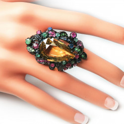Кольцо с цитрином и самоцветами 1236-er