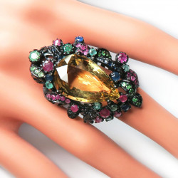 Кольцо с цитрином и самоцветами 1236-er