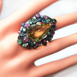 Кольцо с цитрином и самоцветами 1236-er