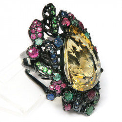 Кольцо с цитрином и самоцветами 1236-er
