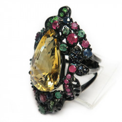 Кольцо с цитрином и самоцветами 1236-er