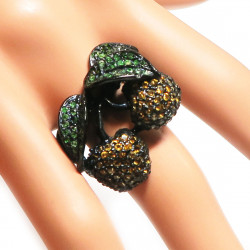 Кольцо с цитрином и хромдиопсидом 1601-er