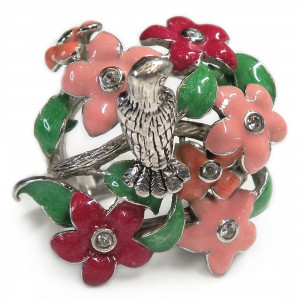 Кольцо Птичка с эмалью 1961-er