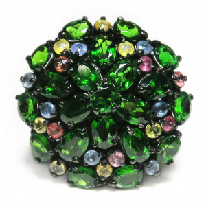 Кольцо с хромдиопсидом и сапфирами 1962-er