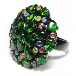 Кольцо с хромдиопсидом и сапфирами 1962-er