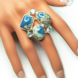 Кольцо с яшмой и голубым топазом 263-yhr