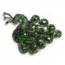 Брошь Лебедь с хромдиопсидом 076-nbr