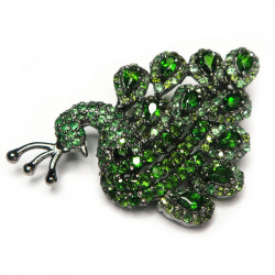 Брошь Лебедь с хромдиопсидом 076-nbr