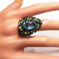 Комплект с голубым топазом и сапфиром 1035-ekm