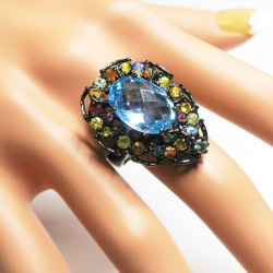 Комплект с голубым топазом и сапфиром 1035-ekm