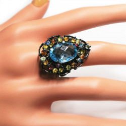 Комплект с голубым топазом и сапфиром 1035-ekm