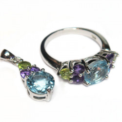 Комплект с голубым топазом 1109-ekm