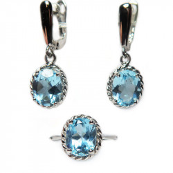 Комплект с голубым топазом 1123-ekm