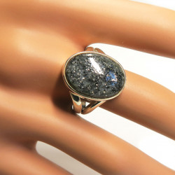 Кольцо с черным авантюрином 1170-nr