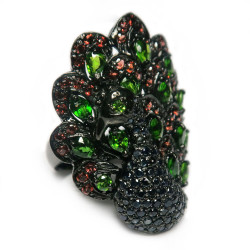 Кольцо Павлин с хромдиопсидом 1240-er