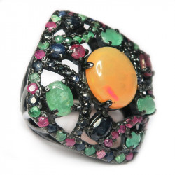 Кольцо с опалом и самоцветами 1246-er Кольцо с опалом и самоцветами 1246-er