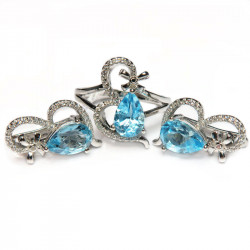 Комплект с голубым топазом 1284-ekm