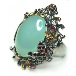 Кольцо с халцедоном, сапфирами и гранатом 1688-er