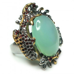 Кольцо с халцедоном, сапфирами и гранатом 1688-er