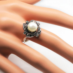 Комплект с жемчугом и марказитом 046-gk