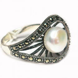 Комплект с жемчугом и марказитом 047-gk