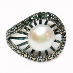 Комплект с жемчугом и марказитом 047-gk