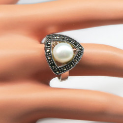 Комплект с жемчугом и марказитом 048-gk