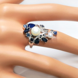Комплект с жемчугом и сапфиром 076-gk