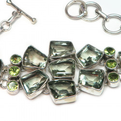 Браслет с зеленым аметистом (празиолитом) 088-amb