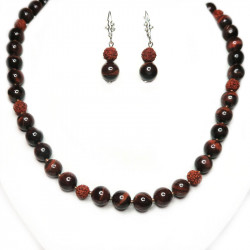 Бусы и серьги из бычьего глаза 625-no Бусы и серьги из бычьего глаза 625-no