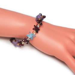 Браслет с гранатом, голубым топазом, аметистом 668-eb