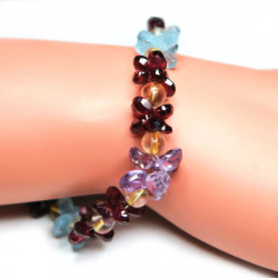 Браслет с гранатом, голубым топазом, аметистом 668-eb
