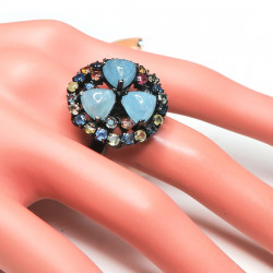 Комплект с аквамарином и сапфирами 753-ekm