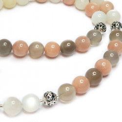 Бусы из беломорита (лунный камень) 957-eo