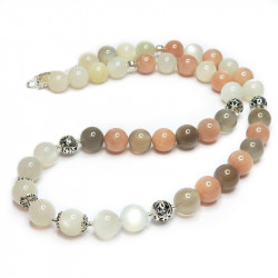 Бусы из беломорита (лунный камень) 957-eo