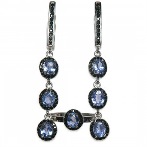 Комплект с танзанитом и сапфиром 1648-ekm