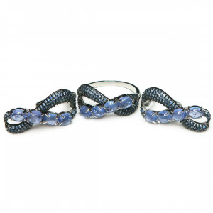 Комплект с танзанитом и сапфирами 1655-ekm