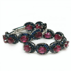 Серьги с рубином и сапфирами 572-es