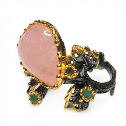 Кольцо с розовым кварцем и бериллом 1415-er