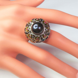 Кольцо с жемчугом, эмалью, рубинами 129-gr