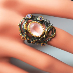 Кольцо с розовым кварцем 1324-er
