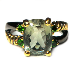 Кольцо с празиолитом (зеленый аметист) 418-amr