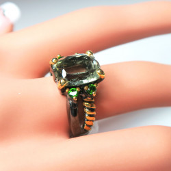 Кольцо с празиолитом (зеленый аметист) 418-amr