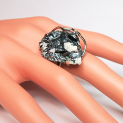 Кольцо с кристаллами галенита 1408-nr