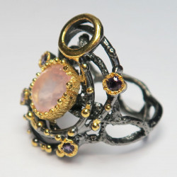 Кольцо с розовым кварцем 1324-er